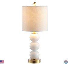 JONATHAN Y JYL1021A 21" Glass  Metal LED Table Lamp - Modern White Brass Design