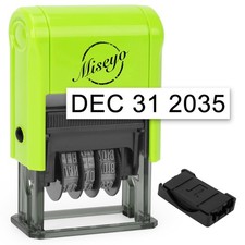 Green Self Inking Date Stamp Includes 2 Black Refill Ink Pads Office Tool