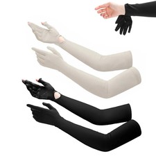 Elastic Sun Protection Gloves,Summer UV Resistant Long Sleeved Design with Pull