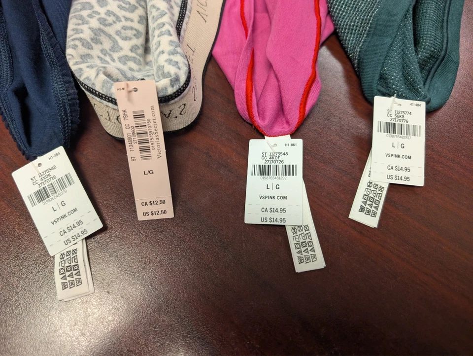 Victoria's Secret Panty Lote De 3 Panty Misceláneas Rosa Azul Leopardo Verde L Nuevo Con Etiquetas Foto 3 de 4