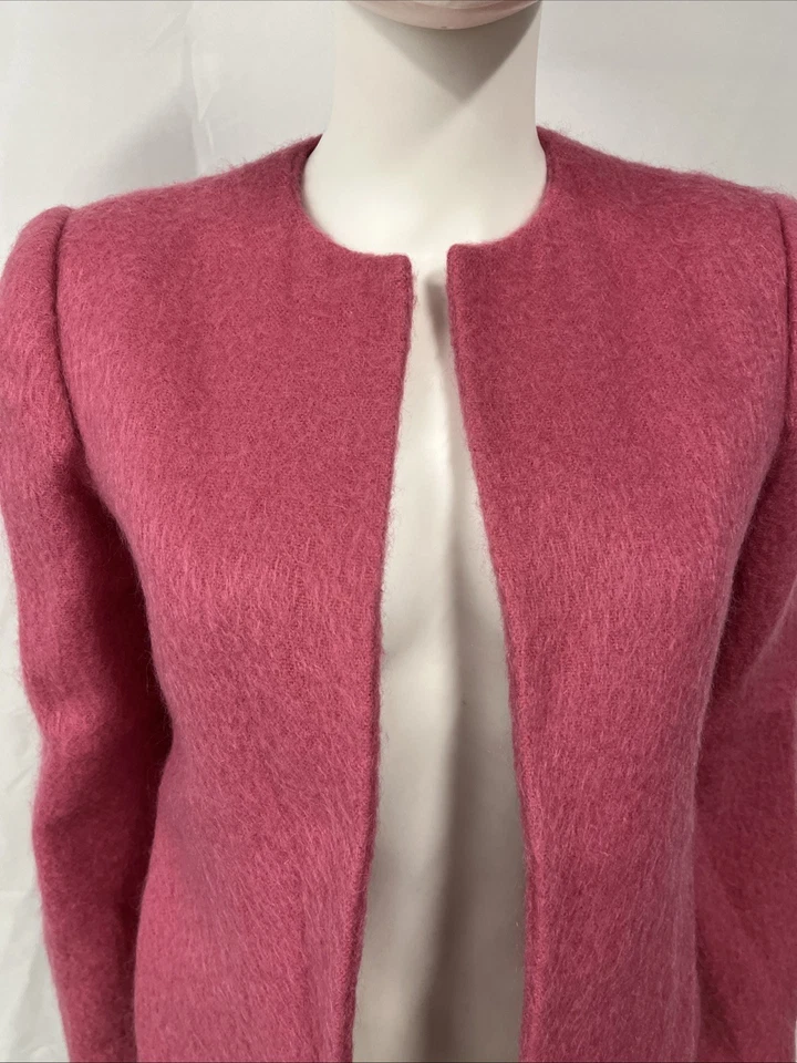 Chaqueta Blazer De Colección Años 80 Lombardi Rosa Mohair Frente Abierto A Medida Negocios 6 M Foto 3 de 4