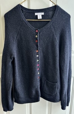 Anthropologie TABITHA WEBB Blue Lambswool Blend Colorful Button Cardigan Size: M