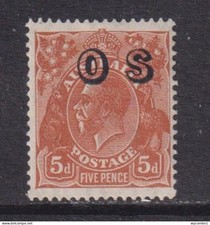 AUSTRALIA - 1932-33 Official 5d Multiple Crown Over C of A Hinged Mint (D1)