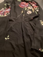 Free People Gemma Tunic Floral Dress Tie Open Back large Long Sleeve Mock Neck