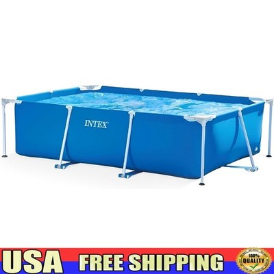 Rectangular Frame Swimming Pool Easy Setup Durable Metal Structure Summer Fun US