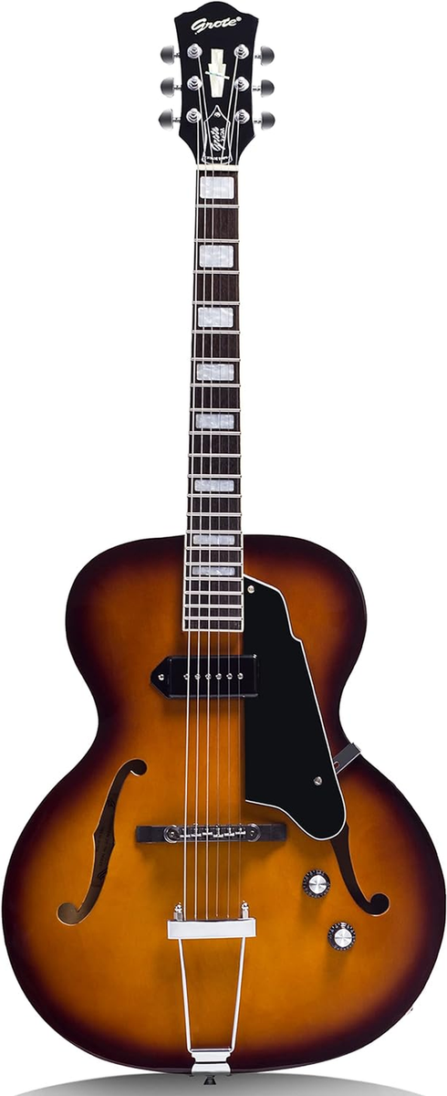 Grote Jazz Hollow Body Electric Guitar P90 Pickup Chrome Hardware
