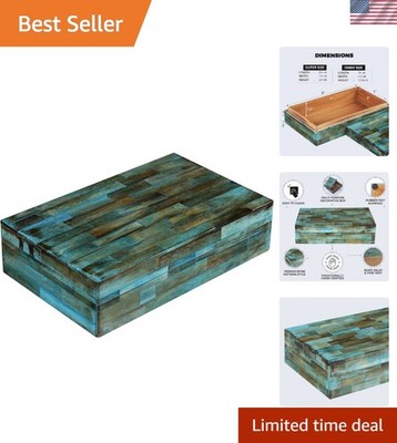 Versatile 8x5x2 Verdigris Trinket Box - Stylish Home Accent & Memory Keeper