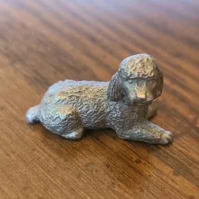 Rawcliffe Pewter Poodle Dog Signed P Davis 1982, Vintage 1in