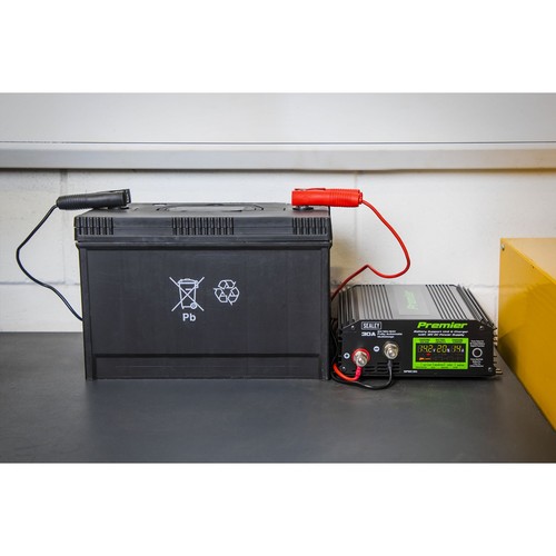 Sealey SPBC30 Battery Support Unit Charger 30A 6v 12v 24V Batteries GEL AGM Lead - Picture 2 of 12