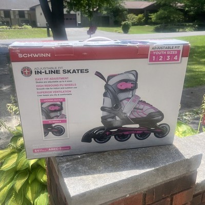 SCHWINN ABEC-5 Inline Skates ROLLER BLADES Girls Youth ADJUSTABLE 1-4 Pink W Box