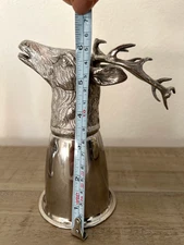Vintage GUCCI Signed Silver Plated STAG Deer HEAD STIRRUP CUP Barware