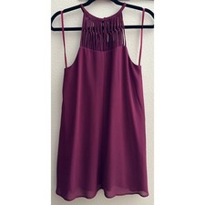 Lulus Women’s Burgundy Mamacita Halter Tunic Dress Lined Strappy Size XS NWT