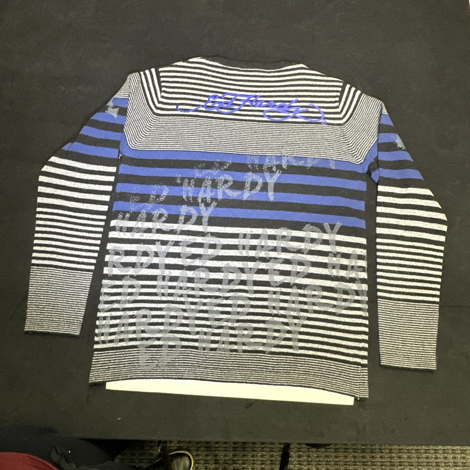 Suéter Ed Hardy por Christian Audigier Mezcla de Lana Cuello en V Talla Grande NUEVO Foto 2 de 4