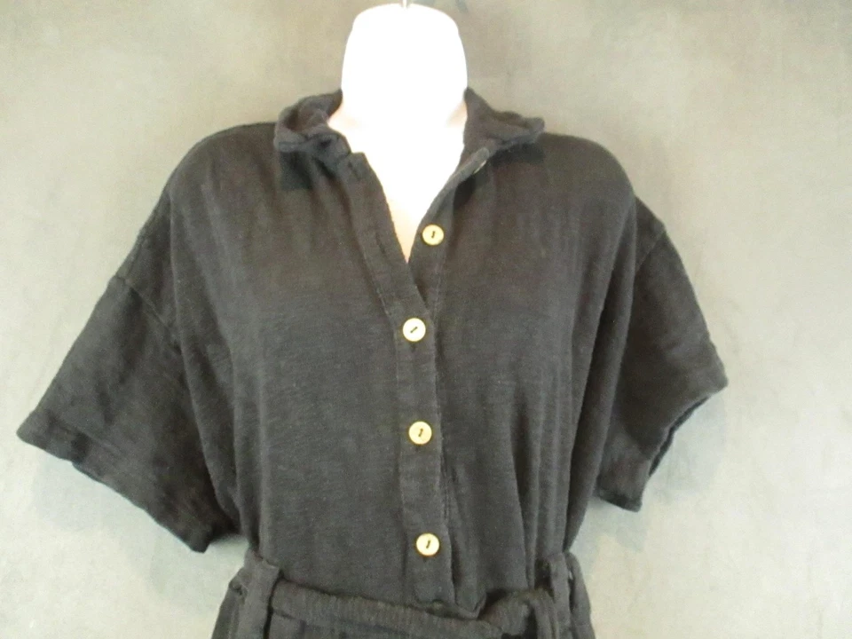 Romper de praia feminino Free People FP preto médio maxi perna larga bolsos com cinto - Imagem 2 de 4