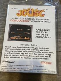 Joust Arcade ColecoVision Video Game Cartridge CIB 1984 Williams