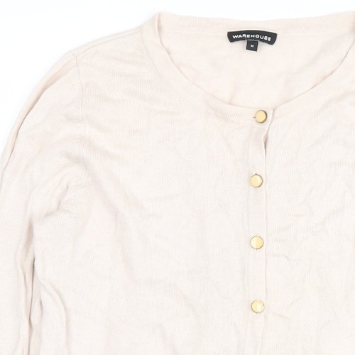 Warehouse Women's Ivory Cardigan, M, Button Accent - Picture 11 of 12