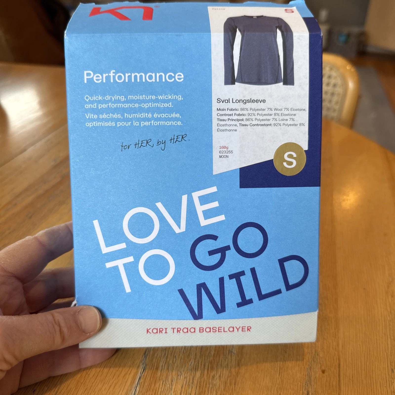 Kari Traa Womens Size Small Wool Blend Base Layer Top Long Sleeve Blue NWT