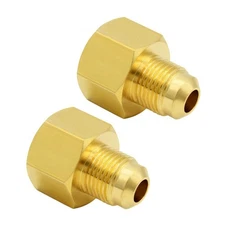 3/8 Flare to 1/2 NPT Female Propane Gas Line Adapter Brass Fitting 2 Pack