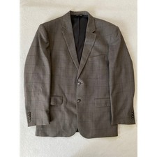 Jos A Bank Mens 41R Blazer Brown Windowpane Wool Traveler Collection Sport Coat