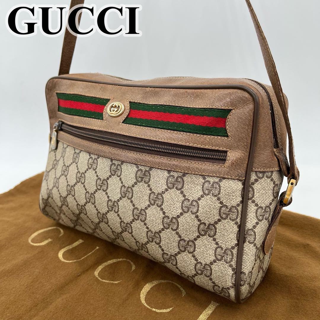 Gucci GG Leather Crossbody Shoulder Bag Authentic Pre-Owned