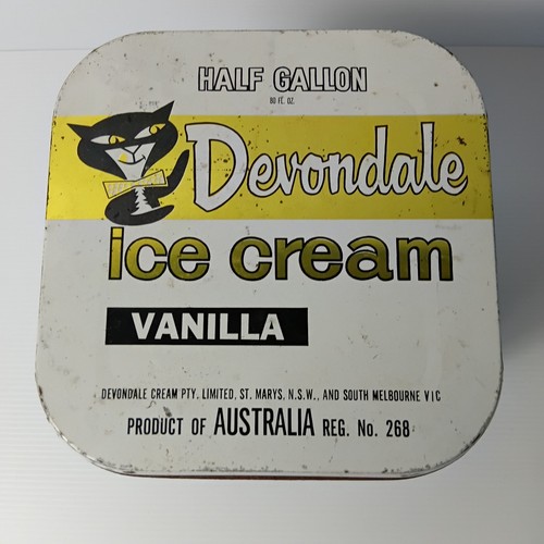 Vintage Devondale Vanilla Ice Cream Tin Half Gallon Australia - Picture 2 of 9