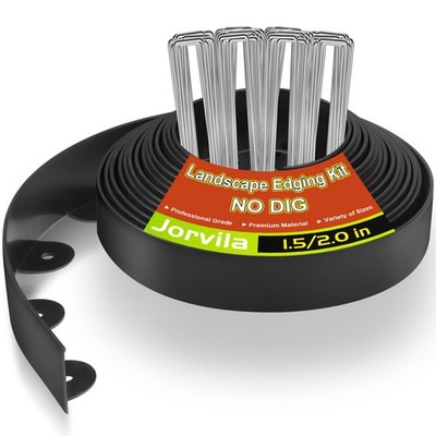 Jorvila 1.5in x 40ft Flexible Plastic Landscape Edging with 40 Metal Spikes