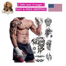 8-Sheet Waterproof Temporary Tattoos - Large Realistic Body Art for Men Women...