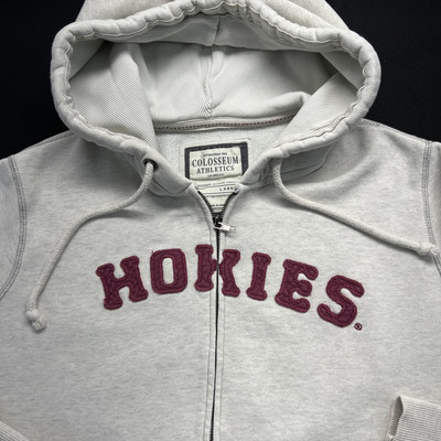 Virginia Tech Hokies Colosseum Front Zip Hooded Sweatshirt Unisex L Cream 