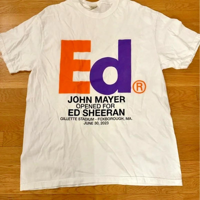 John Mayer Ed Sheeran Gillette Stadium Concert T Shirt Limited Rare Tour Tee