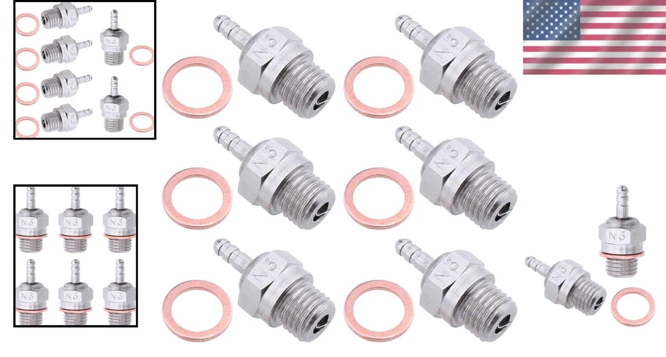 Pack of 6 Platinum/Iridium Hot Glow Plugs N3 for RC Truck & Buggy Performance - Image 2 of 4