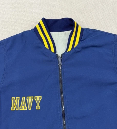 Vintage 90s Soffe US Navy Bomber Jacket Adult Small Blue Reversible image 6