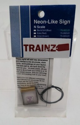 Miniatronics 75-001-01 N Scale Blue Neon-Like Sign Bar & Grill 12V DC