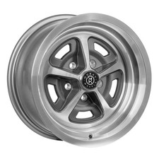Moray Wheels Single Polished Gloss Gray 15x6 Magnum 500 Wheel Mustang 65-73
