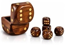 Handcrafted Wooden 5 Dice Box Holder Shaker Dice Roller Thrower Portable Dice