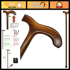 Ergonomic 36" Wooden Walking Cane for Men Women, One-Piece Design, Senior Supp