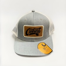 Carhartt Men's Hat, Logo Patch Mesh-Back Script Cap Adjustable Fit, Gray -White