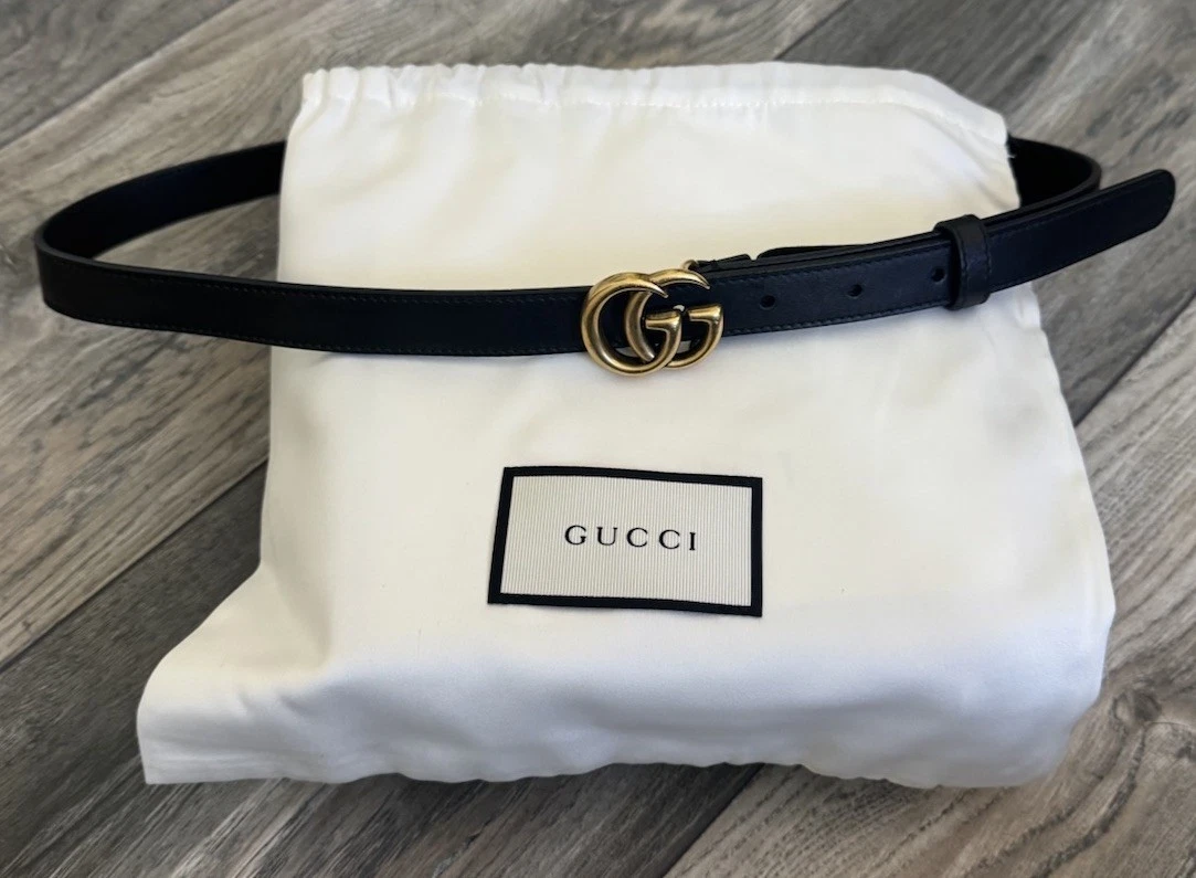 Authentic GUCCI leather trim Skinny Coated Canvas Waist Belt pristine Gucci GG Supreme Belt Kit w/ Tags - Black Belts, Accessories  main image 4