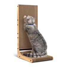 L Shape Cat Scratcher Board Indoor 26.9 Inch Scratch Pad Cardboard Wood