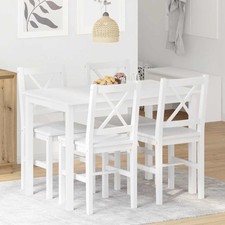 Legno di Pino Set da Pranzo 5 pz Marrone e Bianco Tavolo e Sedie Cucina vidaXL