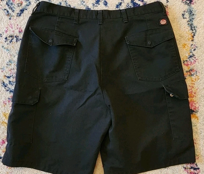 Red Kap Work Shorts Cargo Pockets Polyblend Industrial Uniform PT66 Black - Image 2 of 4
