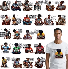 Dtf Transfers Ready to Press - 24Pcs Praying Black Men Iron on Transfers for ...