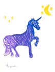 Guajardo Art: Purple Unicorn Moon and Stars 11X8.5 Paper Interior Wall Decor — photo 2