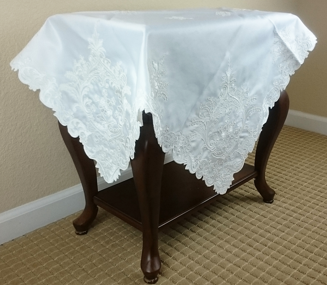 Fabric 33x33" Tablecloth White Square Polyester Wedding
