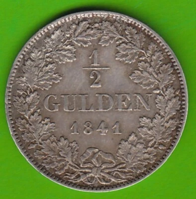 Sachsen-Meiningen 1/2 Gulden 1841 knappes vz kleiner Kratzer selten nswleipzig - Bild 1 von 2