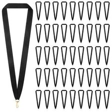 Neck Ribbon Snap Clips Black Medal Award Ribbon Lanyards Competition 100PCS