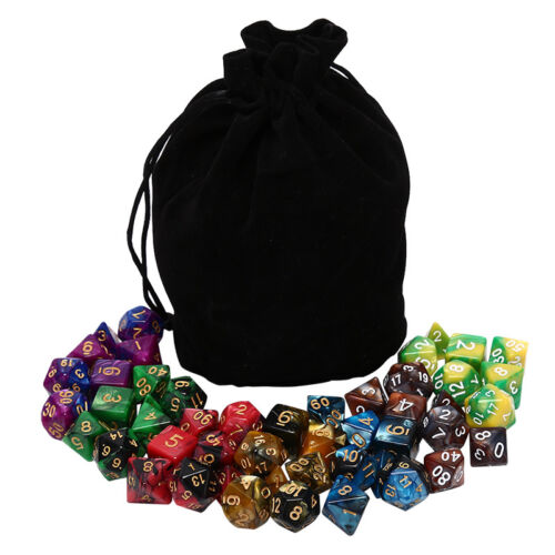 49pcs Acrylic Polyhedral Dice Double Colors Dice With Pouch For Games Fun JzYXbd - Picture 1 of 7