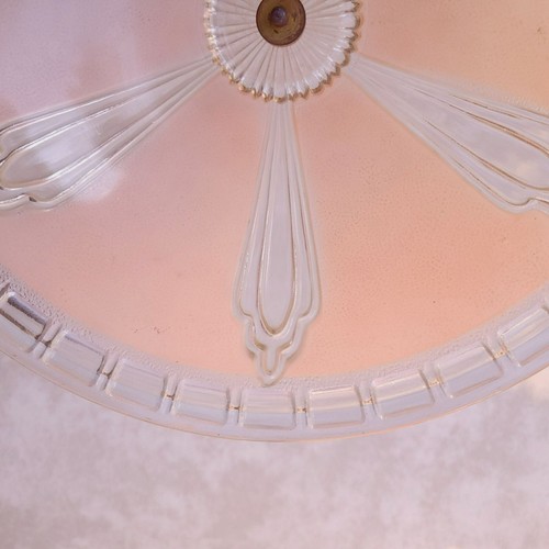 Vintage Pink & Clear Glass Ceiling Light Fixture Cover 10.5" Floral Design & Rod - Picture 10 of 20
