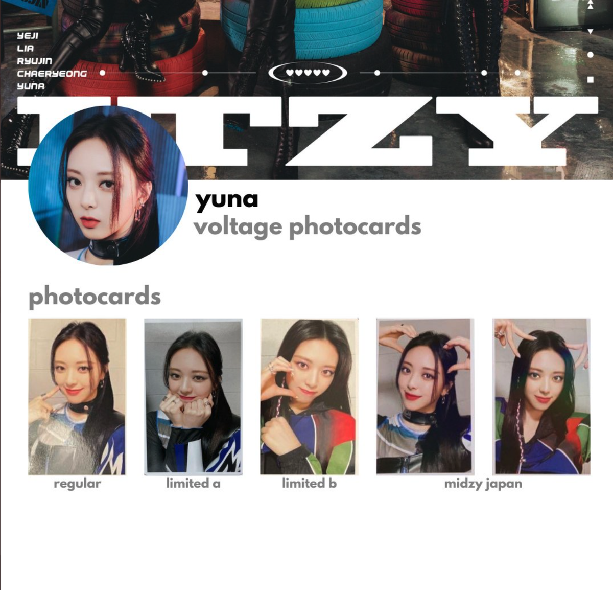 ITZY Yuna Voltage Official Photocard Photo card A B Normal