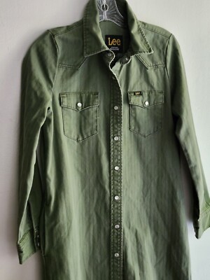 Vintage LEE Vintage Modern Green Chevron Utility Denim Button Down Dress  XS" | eBay