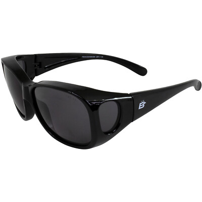 Birdz Eyewear Peacock Large OTG  Fit-Over Sunglasses Black Frames Smoke Lenses